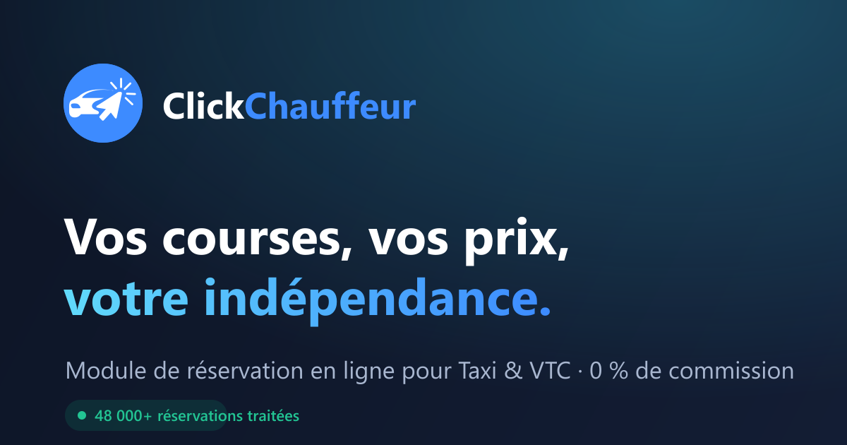 Visuel officiel ClickChauffeur du module de réservation Taxi et VTC